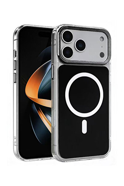 VERTEK MagShield Clear Frame Silicone Case, Metal Buttons for iPhone 17, Black