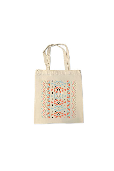 Printoot Geometric Tribal Pattern Canvas Tote Bag Featuring Modern Pastel Abs...