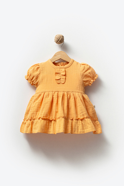 Bubbles 100% Cotton Baby Girl Ruffled Muslin Dress