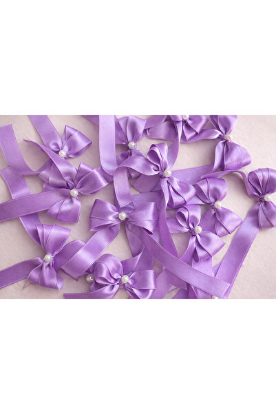 CYB STUDİO Lilac Satin Ribbon with Pearls (10 Pieces)