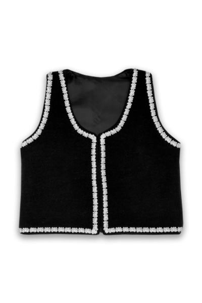 ORIANA FASHION Costum tradițional pentru fete - Vestă neagră de lână