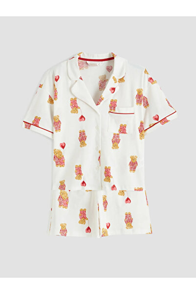 LC Waikiki Lcw Dream Ekru Bear Teddy Patterned Women's Shorts Pajamas from Cc...