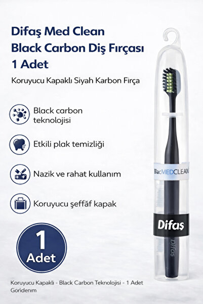 FREEDOM STOREE Difaş Med Clean Black Carbon Toothbrush Black Carbon Brush wit...