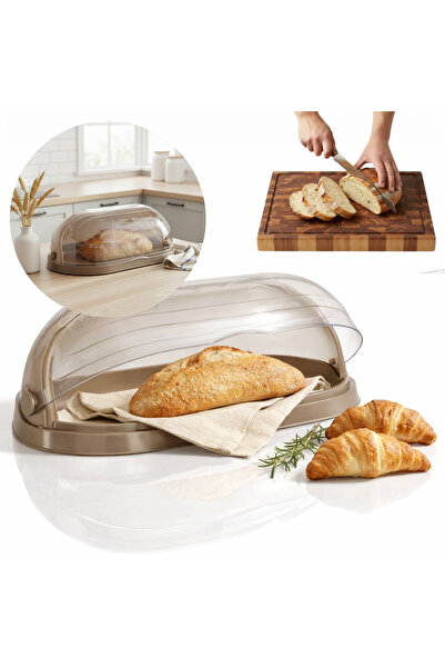 Salestore.ro bread box, large capacity, PP plastic, 47x27, 5x17cm, brown