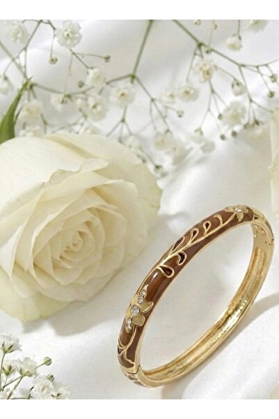 BEKLEMİN TAKILARI سوار من الفولاذ باللون الذهبي والبني مرصع بالزركون T مرصّع ...