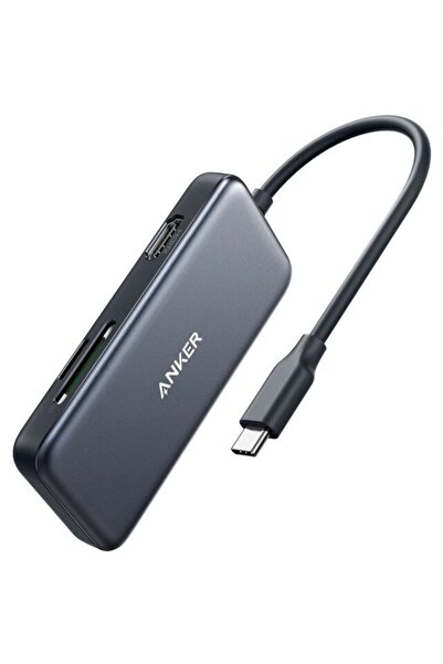 Anker Adaptor USB-C 5-in-1, 4K HDMI, 2xUSB-A, microSD, SD Card Reader, Negru