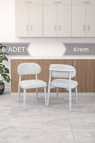 MEDA CONCEPT Polo Sandalye Mutfak Salon Yemek Odası Sandalyesi Metal Ayaklı 6...