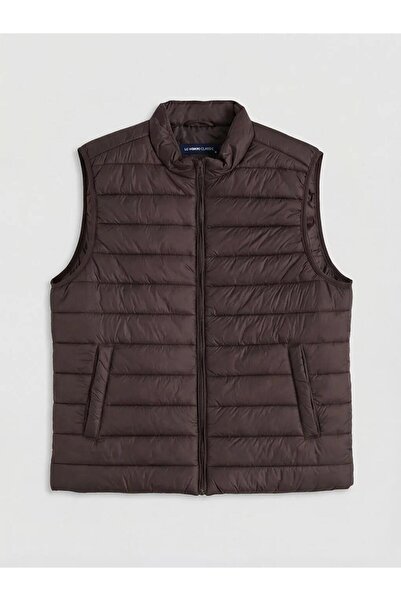LC Waikiki Brown Standard Mold Mock Neck Men's Puffer Vest (S6)
