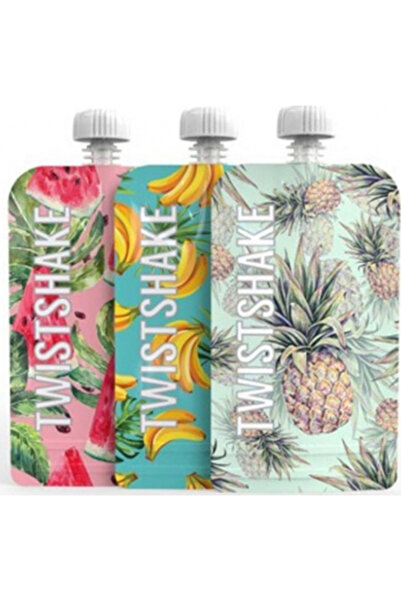 Twistshake punga reutilizabila piure fructe , legume , smootie Multicolor 3 buc