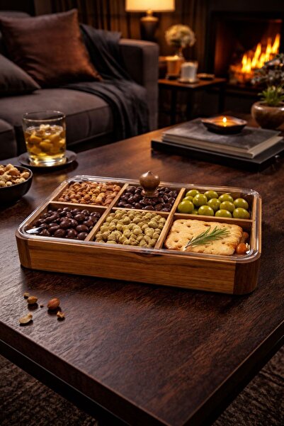 NEWNOW Avento Akasya 6-Compartment Snack Bowl and Presentation Storage Contai...