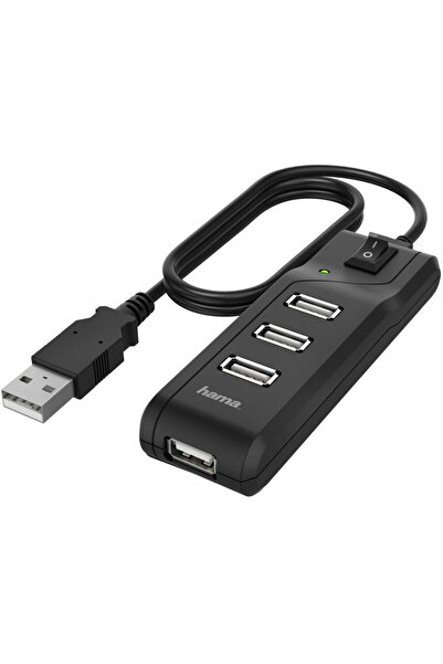 Hama 00200118 hub de interfață USB 2.0 480 Mbit/s Negru