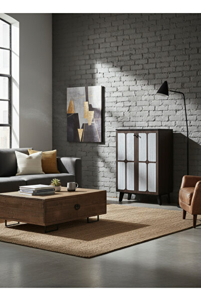 MARIA HOMES Modern BROWN.G Storage Cabinet with Textured Panel Doors