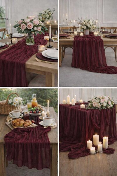 SOFT DEKOR Bohemian Table Runner Natural Beige Modern Home Decor Wedding Enga...