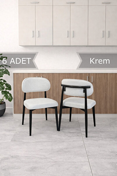 MEDA CONCEPT Polo Sandalye Mutfak Salon Yemek Odası Sandalyesi Metal Ayaklı 6...