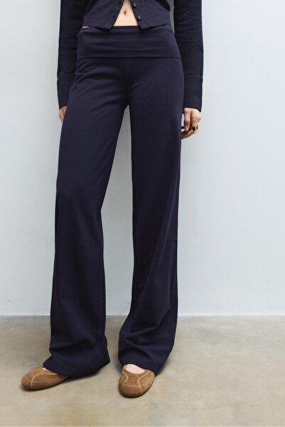 Stradivarius Ağ detaylı katlanmış belli pantolon