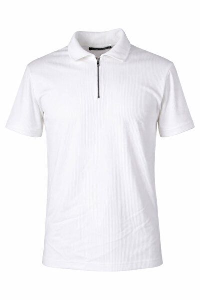 trender Zippered Ecru Men's T-Shirt 2738