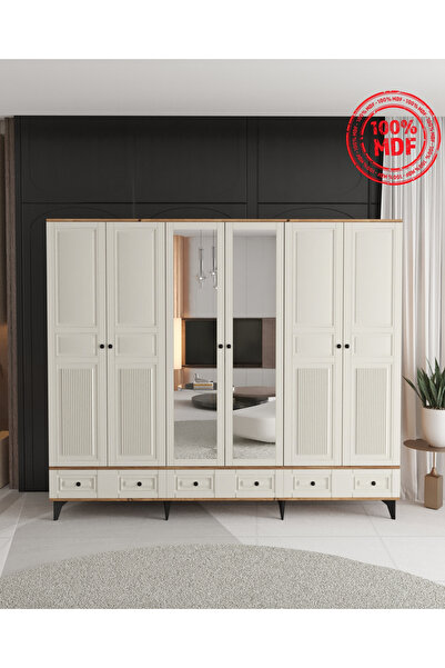 Teen & Bright NİL 6 KAPAKLI ÇEKMECELİ GARDIROP - TAMAMI MDF