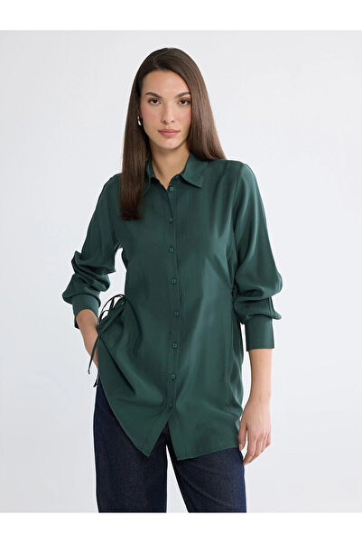 LC Waikiki Lcw Everyday Women's Shirt Tunic with Green Tie Detail