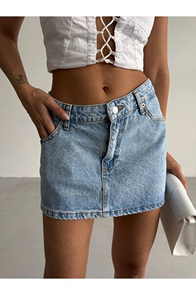 Bliss Fusta Mini denim pentru femei basic Fusta din denim Summer Chic