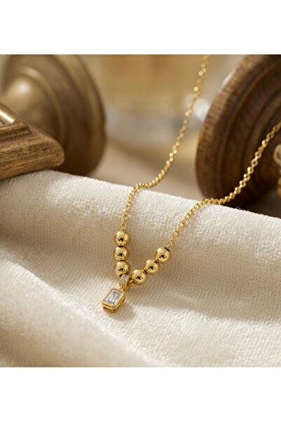 BEKLEMİN TAKILARI Xuping 14 K Renk Baget Zirkon Taşlı Dorika Toplu İnce Zinci...