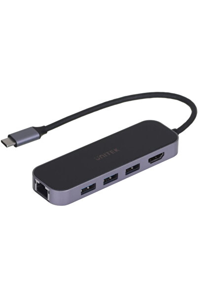 Unitek HUB USB-C 3.1, RJ-45, 3XUSB-A, HDMI, 4K, PD100W