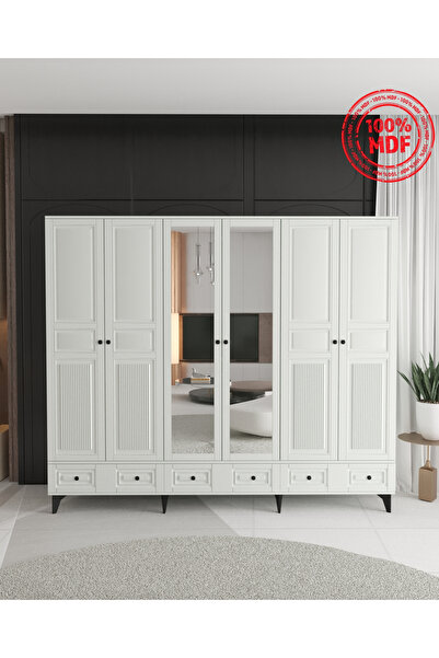 Teen & Bright NİL 6 KAPAKLI ÇEKMECELİ GARDIROP - TAMAMI MDF