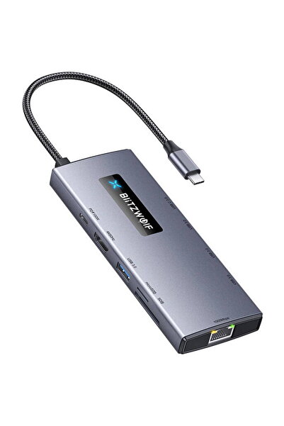 BlitzWolf 47925, 10 in 1, 3 x USB 3.0, 2 x USB-C, Silver