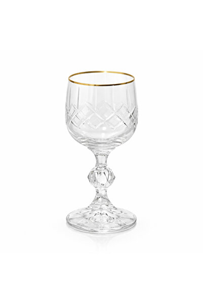 Sudedi Home Gold Gilded Crystal Footed Goblet Glass 1 Piece Stylish Presentat...