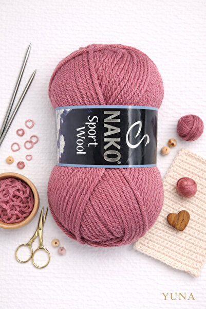 NAKO خيط صوف رياضي سميك 25% Y صوف 327 داستي روز