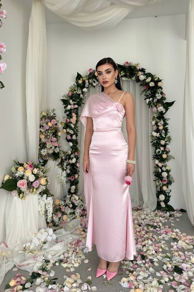 Hollyhocks Rose Collar Belt Detailed Dress