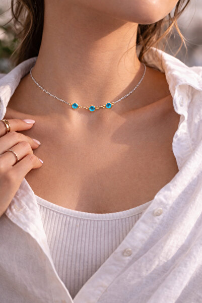 Liora De Mar Minimal Choker Necklace with 3 Stones