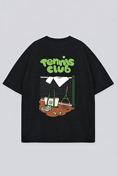 VODEXA Μπλουζάκι Unisex TENNİS CLUB με στάμπα, 100% βαμβακερό, Oversize, Άνετ...