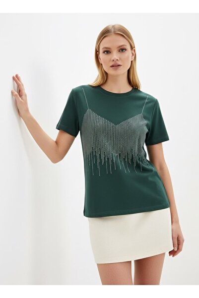 Noi Belis Crew Neck Printed Knitted T-Shirt Ss26Ts0024