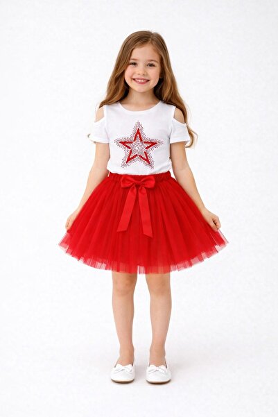 Nacar Yıldız Baskılı Tütü Etekli Kız Çocuk Takım 23 Nisan 29 Ekim Gösteri Kıy...