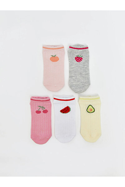 LC Waikiki Lcw Kids Gray Patterned Girls' Booties Socks 5-Piece