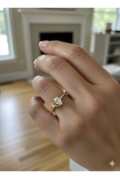 ZD JEWELRY Çelik XUPING Jewelry Kalp Kristal Zirkon Taşlı 14 K Altın Renk Tek...