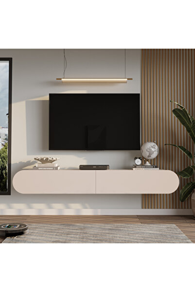 Yurupa Lumos 180 cm Oval Kapaklı Tv Ünitesi Modern Duvara Monte Tv Sehpası Ku...