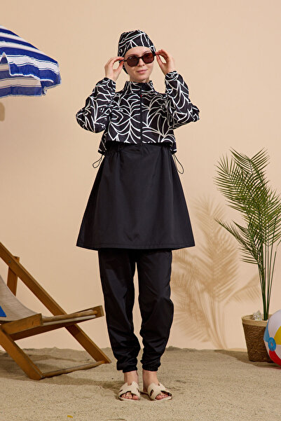 GAVLİA Women's Hijab Swimsuit 3-Piece Set - Half-Covering Zippered..