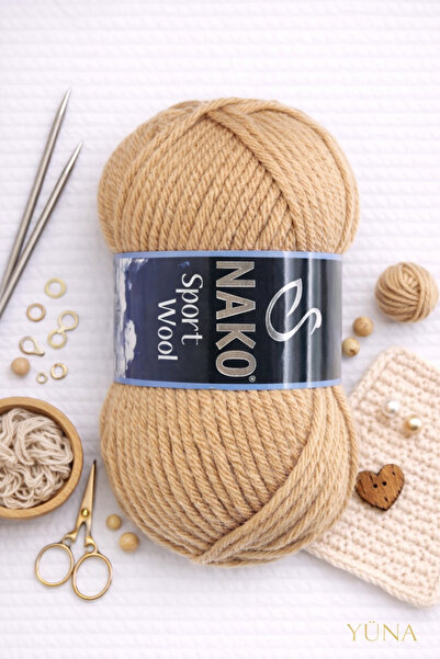 NAKO خيط صوف رياضي سميك 25% Y صوف 221 كراميل