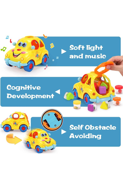 smile toys Masinuta Interactiva cu Fructe, Sortator Forme, Lumini si Sunete