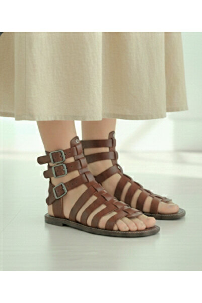 Bostini Genuine Leather Boots Short Gladiator Sandals