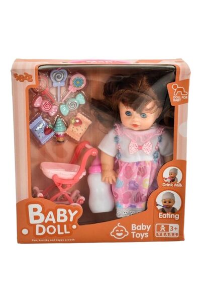 Rally مجموعة لعب دمية طفل تأكل وتشرب مع الملحقات