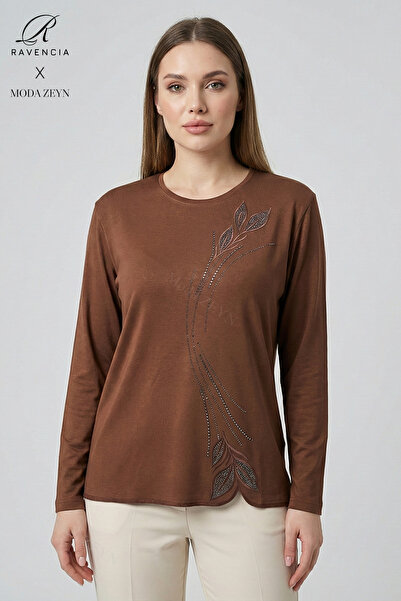 Ravencia Women's Drop Leaf Pattern Collar and Skirt Stone Embroidered Y Slit ...