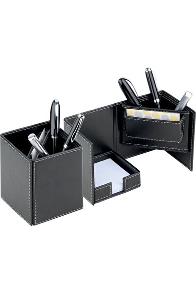 mercanpromosyon Katlanabilir Küp Deri Organizer - Bölmeli Notluklu ve Kalemli...