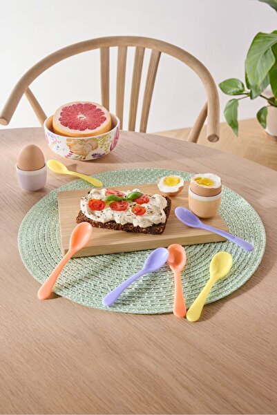 Tchibo 6 Pieces Plastic Egg Spoons, Multicolor