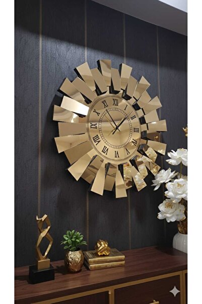 TUĞBArt Piyano Duvar Saati Roma Rakamlı Gold Aynalı pleksi Orta boy 52cm