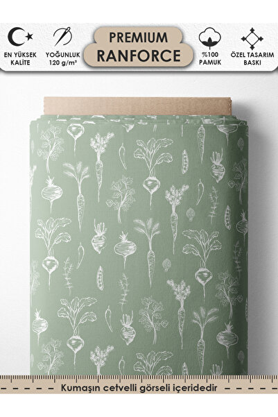 FabricsTown %100 Pamuk Ranforce Kumaş 100x240 cm 120 g/m² Dijital Baskı Premi...