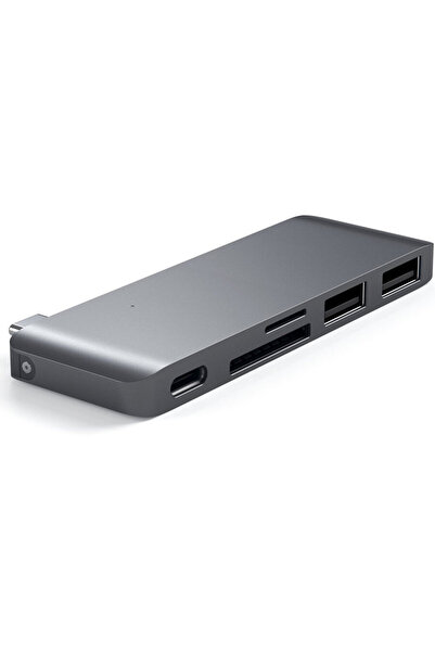 Satechi Multihub Passthrough Type-C la 3xUSB 3.0 si MicroSD Space Gray (Alumi...