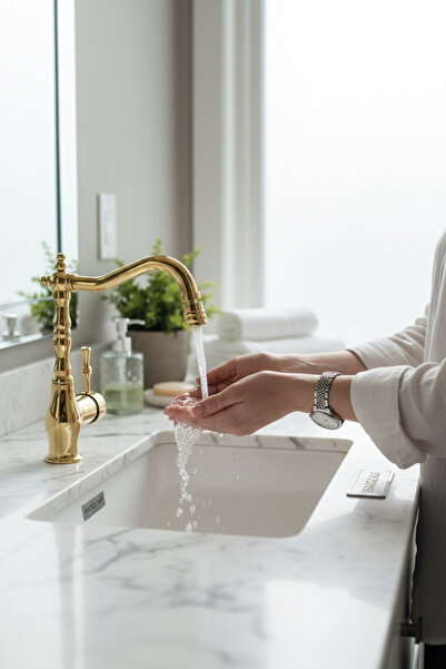İSAOĞLU YAPI Gold Lavabo Bataryası Oynar Başlıklı Yüksek Model Retro Tasarım ...