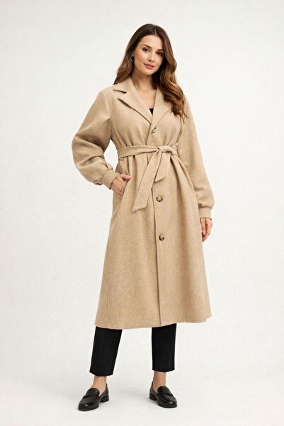 Marjinal Kadın Balon Kol Kaşe Kaban